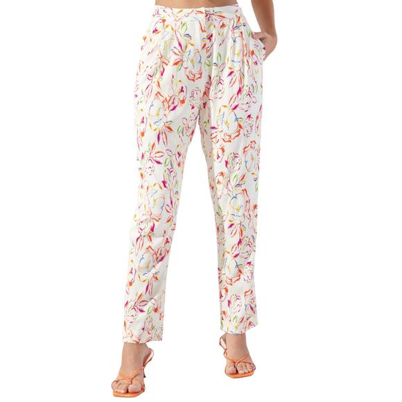 NEW SUGARLIPS electric ways high waisted trouser in white multi - Picture 1 of 5